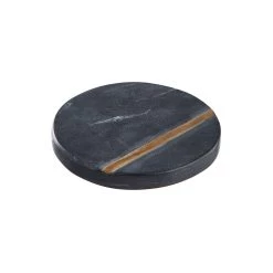 4x Untersetzer Mit Goldstreifen Ø10cm MARBLE In Schwarz