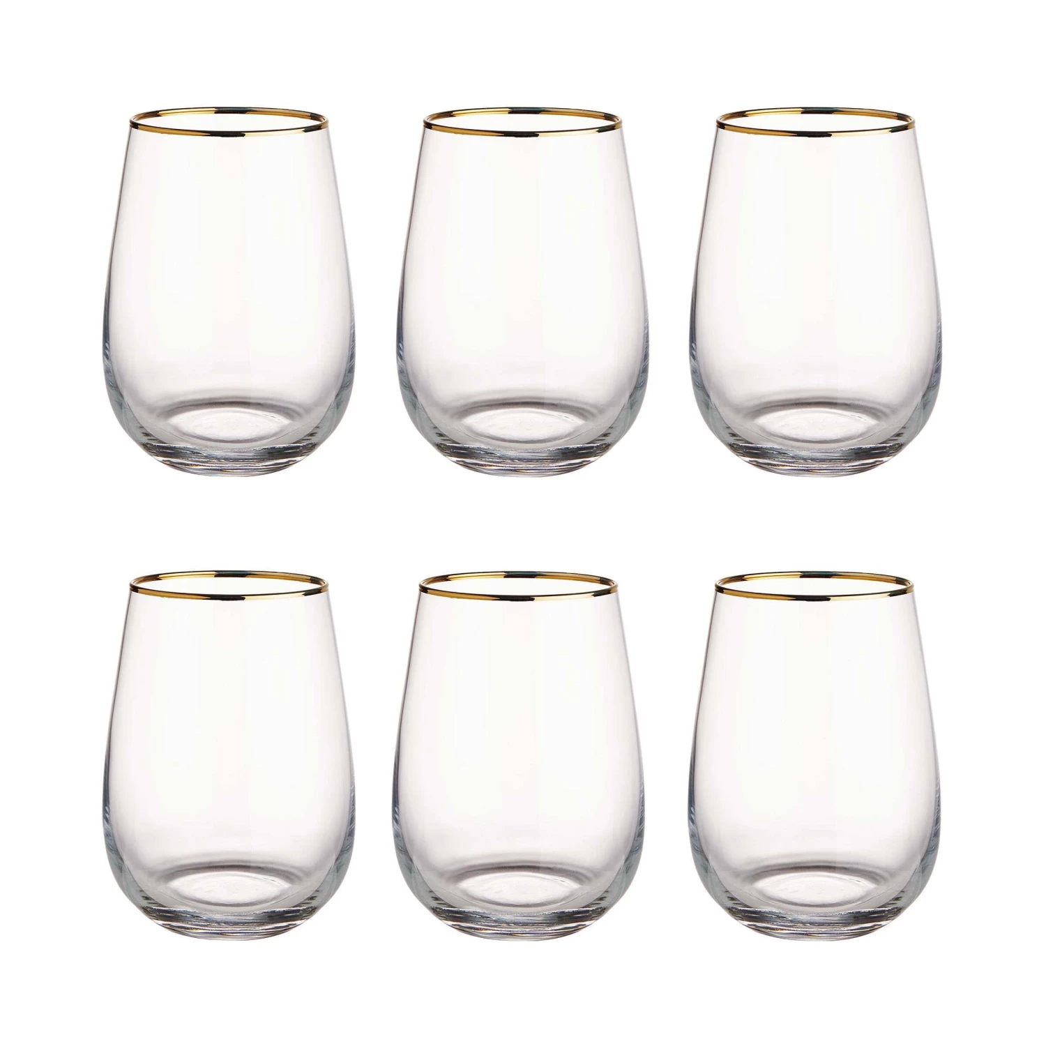 6x Gläser Mit Goldrand 590ml TOUCH OF GOLD In Transparent