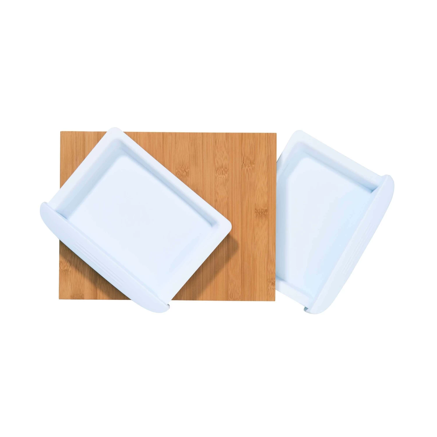 Bambusbrett Mit 2 Auffangschalen L 32 X B 25cm BAMBOO In Weiß – Bild 3