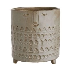 Blumentopf Mit Gesicht Ø14cm ETHNO In Hellbraun