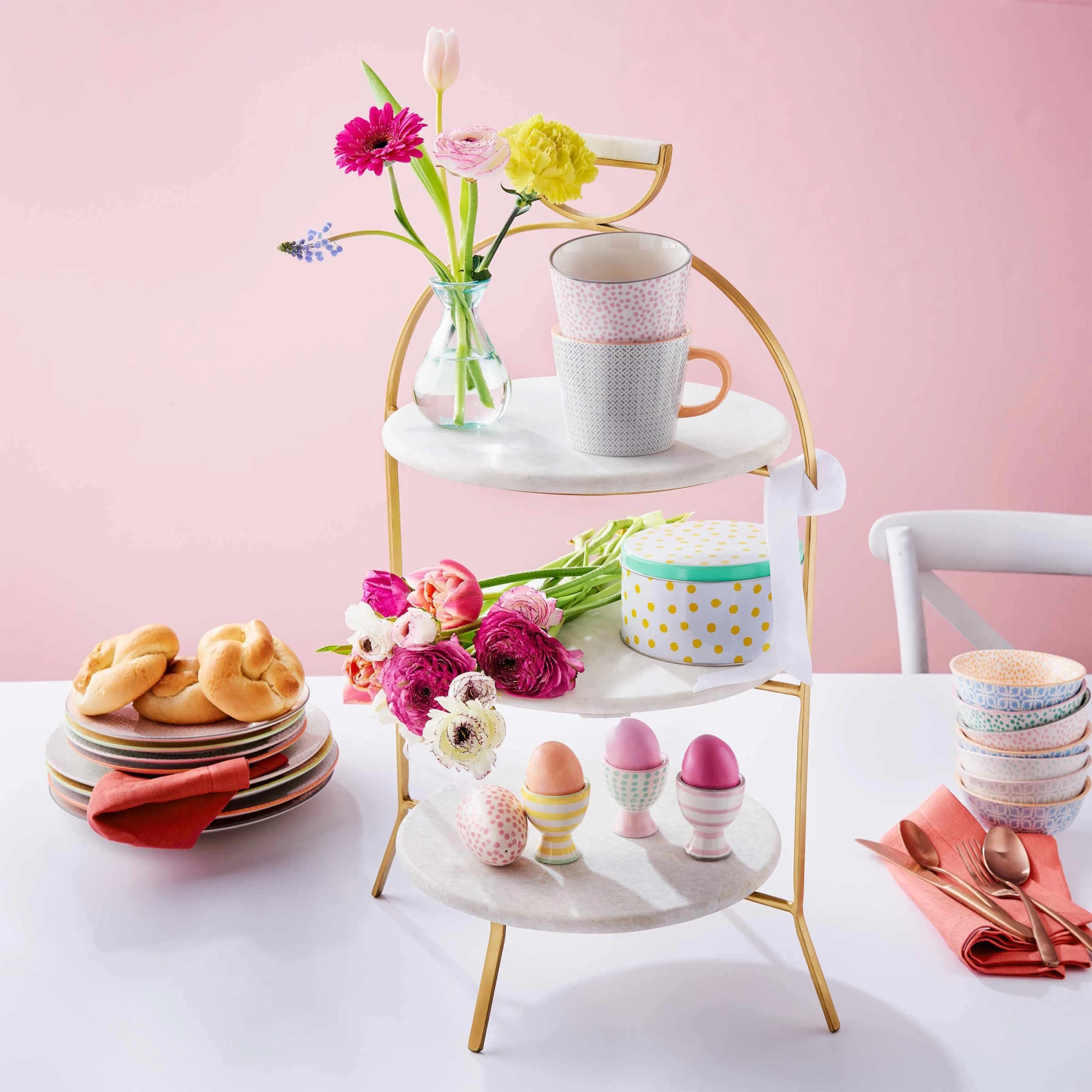 Etagere 3-stufig Höhe 65cm MARBLE In Weiß – Bild 2