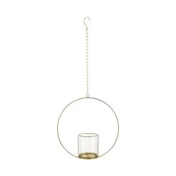 Hängedeko-Ring Mit Glaseinsatz Ø40cm LUNA In Gold