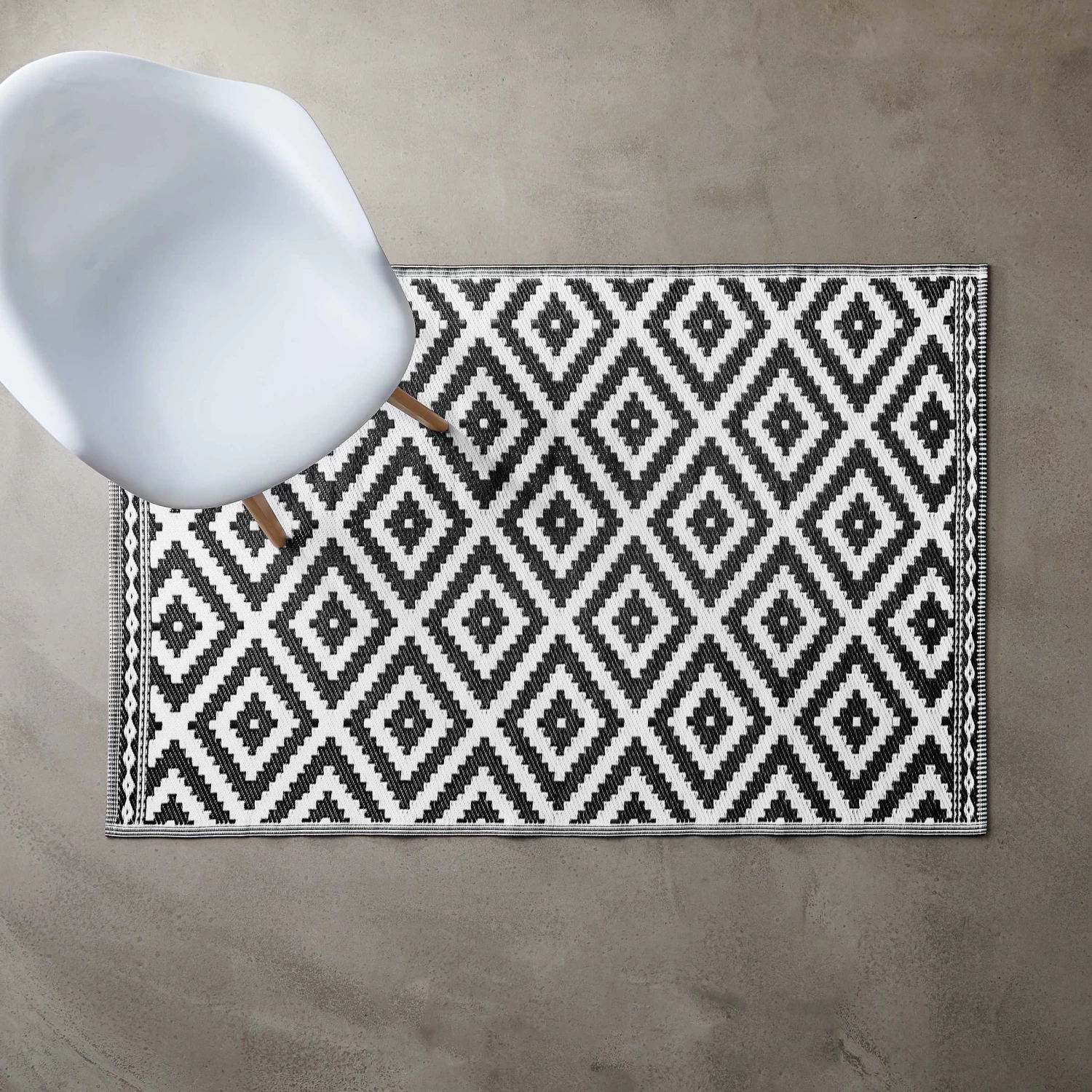 In- & Outdoor-Teppich Ethno Rauten L 180 X B 118cm COLOUR CLASH In Schwarz-Weiß – Bild 3