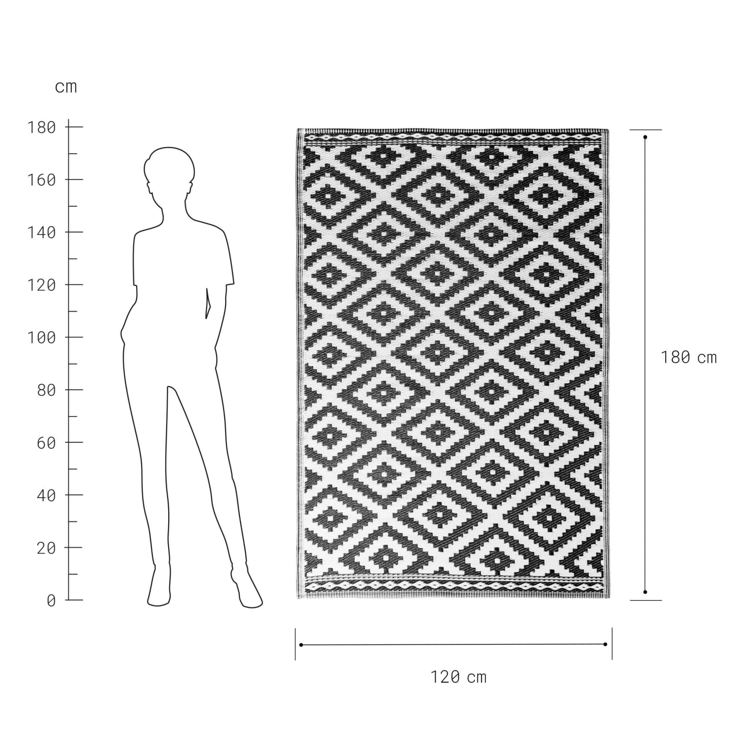 In- & Outdoor-Teppich Ethno Rauten L 180 X B 118cm COLOUR CLASH In Schwarz-Weiß – Bild 4