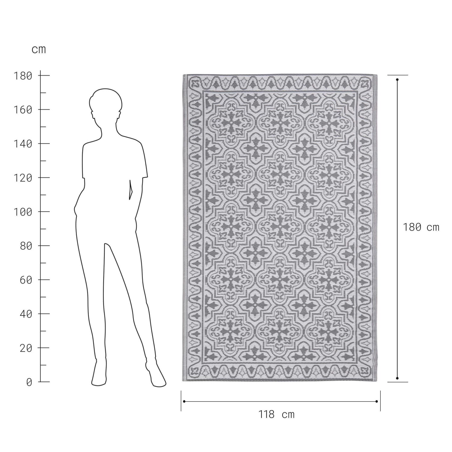 In- & Outdoor-Teppich Kacheln L 180 X B 118cm COLOUR CLASH In Grau-Weiß – Bild 3