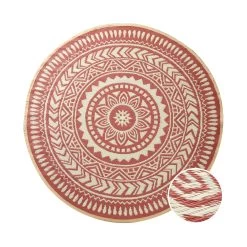 In- & Outdoor-Teppich Ø150cm COLOUR CLASH In Hellrot-Creme