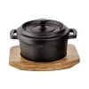 Mini-Serviertopf Mit Holzuntersetzer L 14 X B 11cm HOT IRON In Schwarz