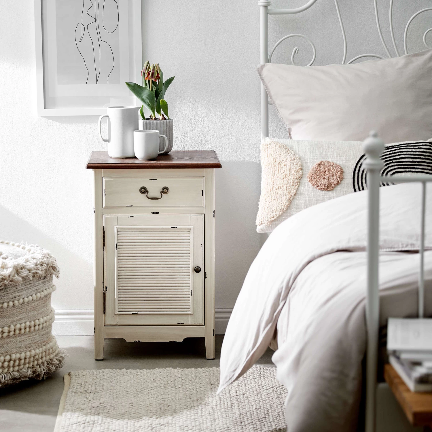 Nachttisch CABOTT COVE In Creme-Braun – Bild 2