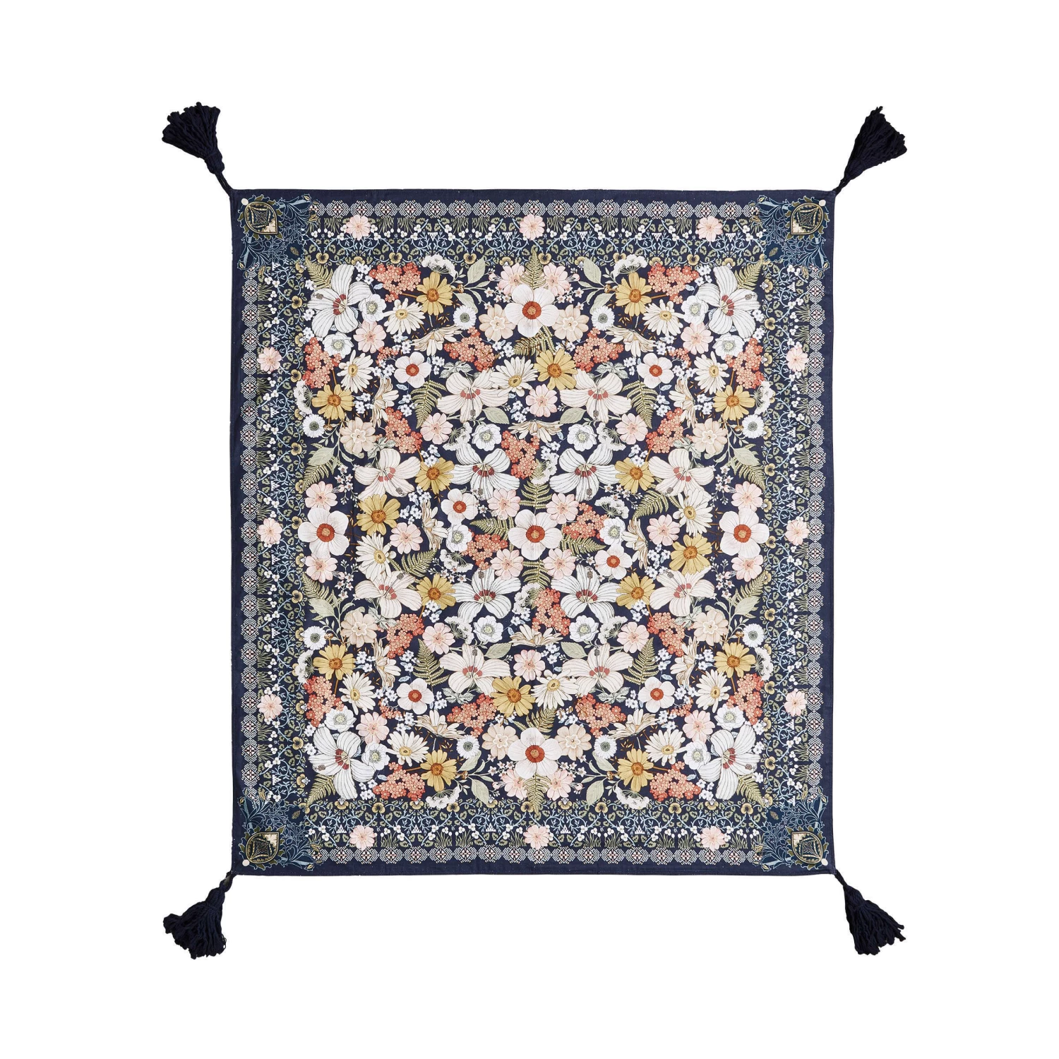 Picknickdecke L 175 X B 154cm BETWEEN FLOWERS In Dunkelblau – Bild 3