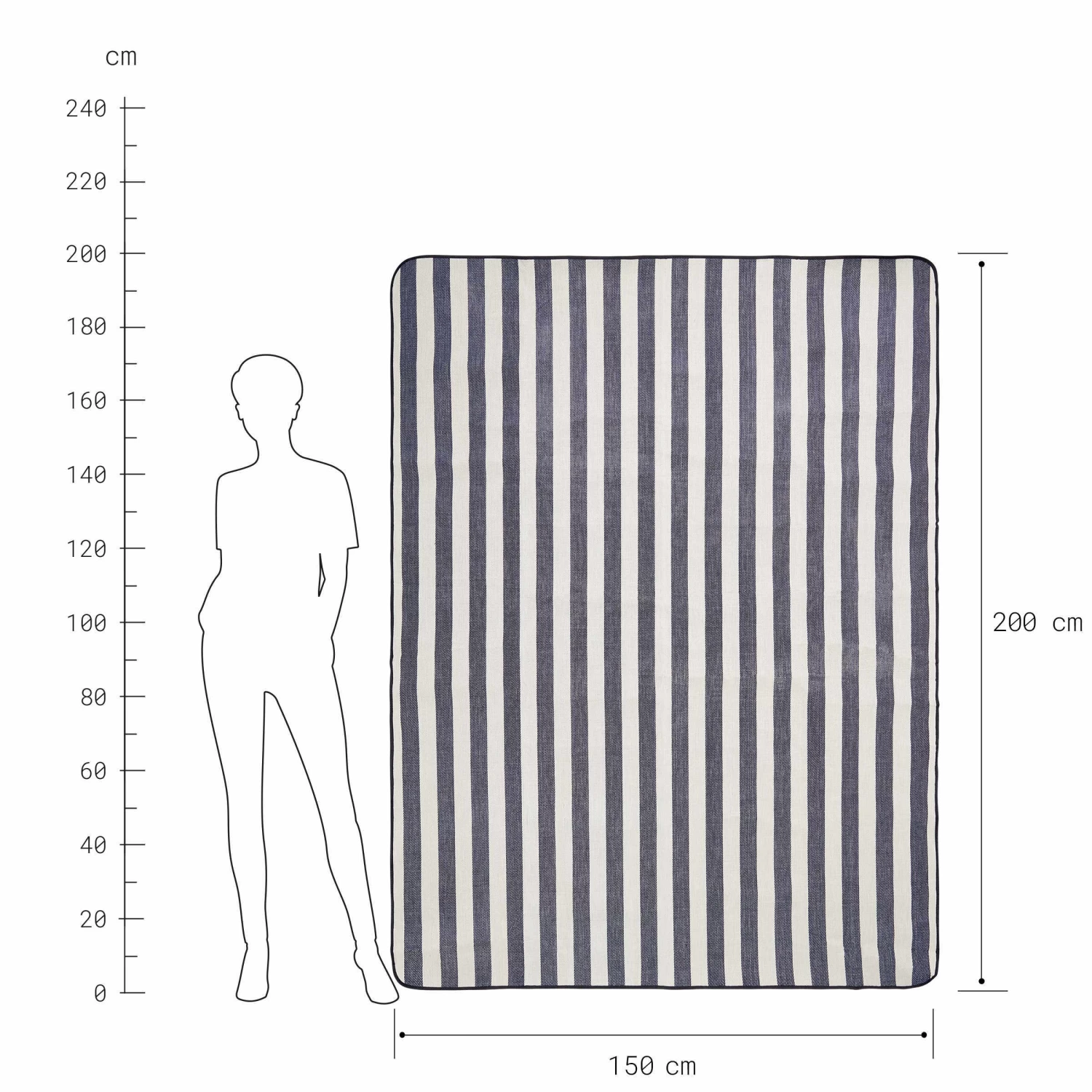 Picknickdecke Streifen L 150 X B 200cm WANDERLUST In Creme-Blau – Bild 4