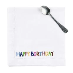 Serviette L 45 X B 45cm HAPPY BIRTHDAY In Weiß