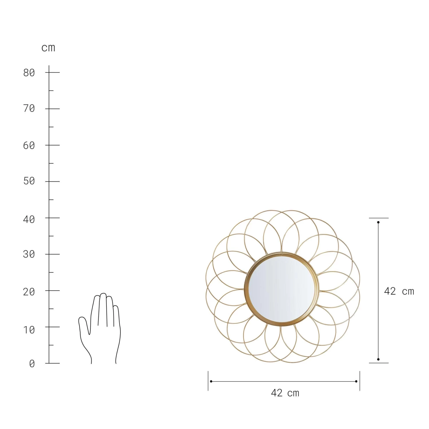 Spiegel Blume Ø42cm FIORE In Gold – Bild 2
