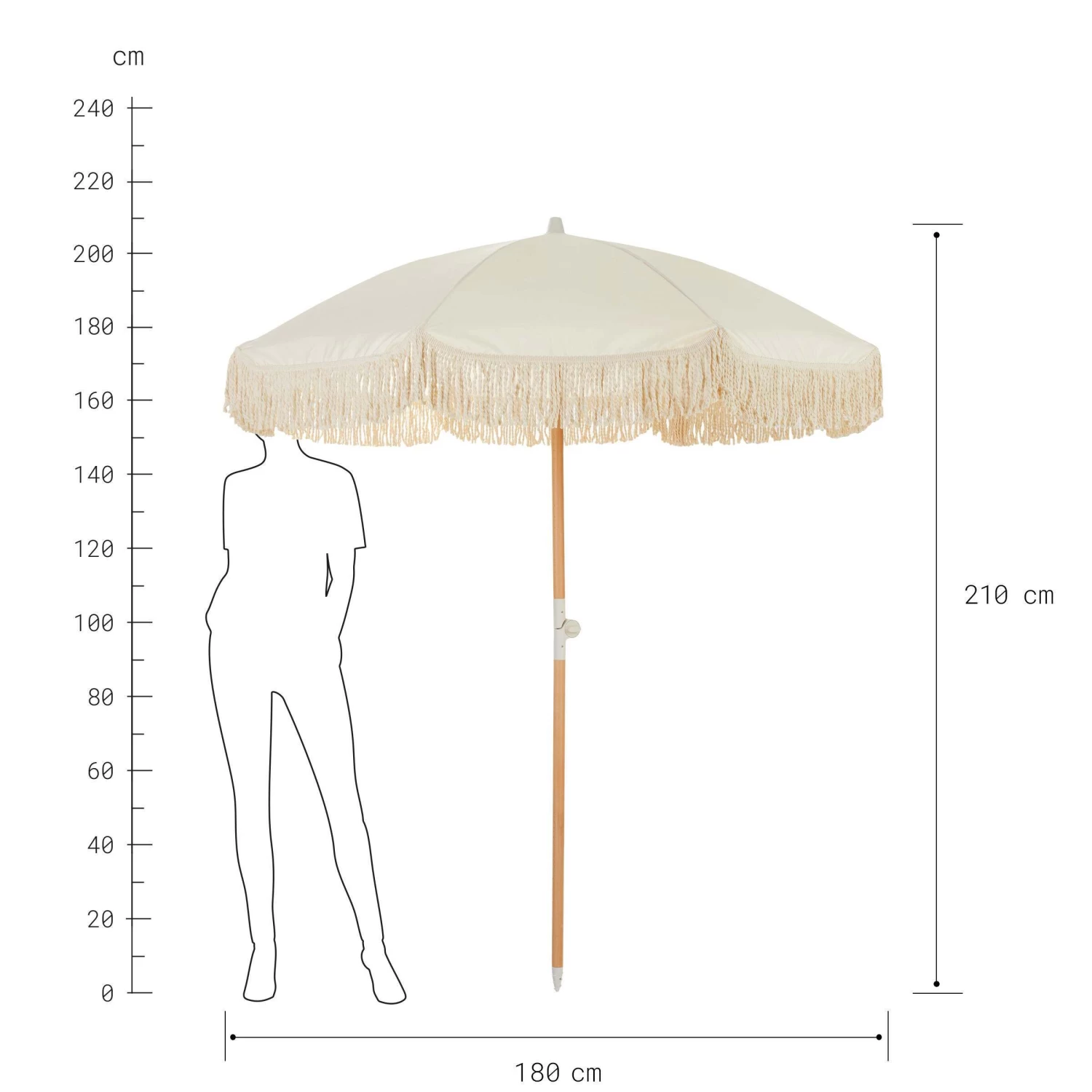 Strandschirm Mit Fransen Ø180cm BOHO LOUNGE In Creme – Bild 4