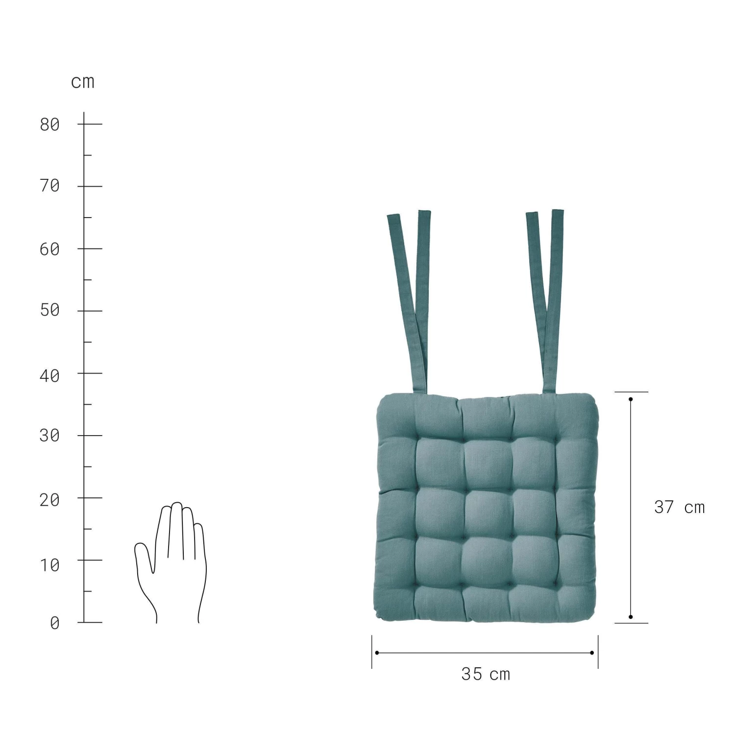 Stuhlkissen Mit Bändchen L 35 X B 37cm SOLID In Türkis – Bild 4