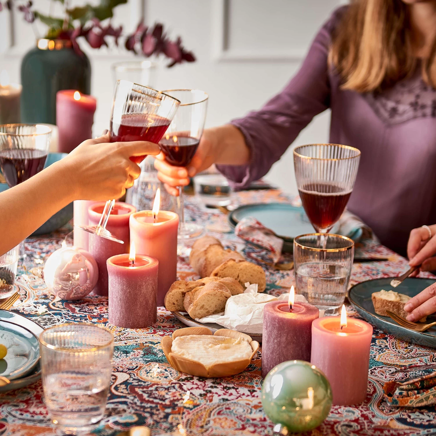 Stumpenkerze Höhe 9cm RUSTIC In Rosa – Bild 2