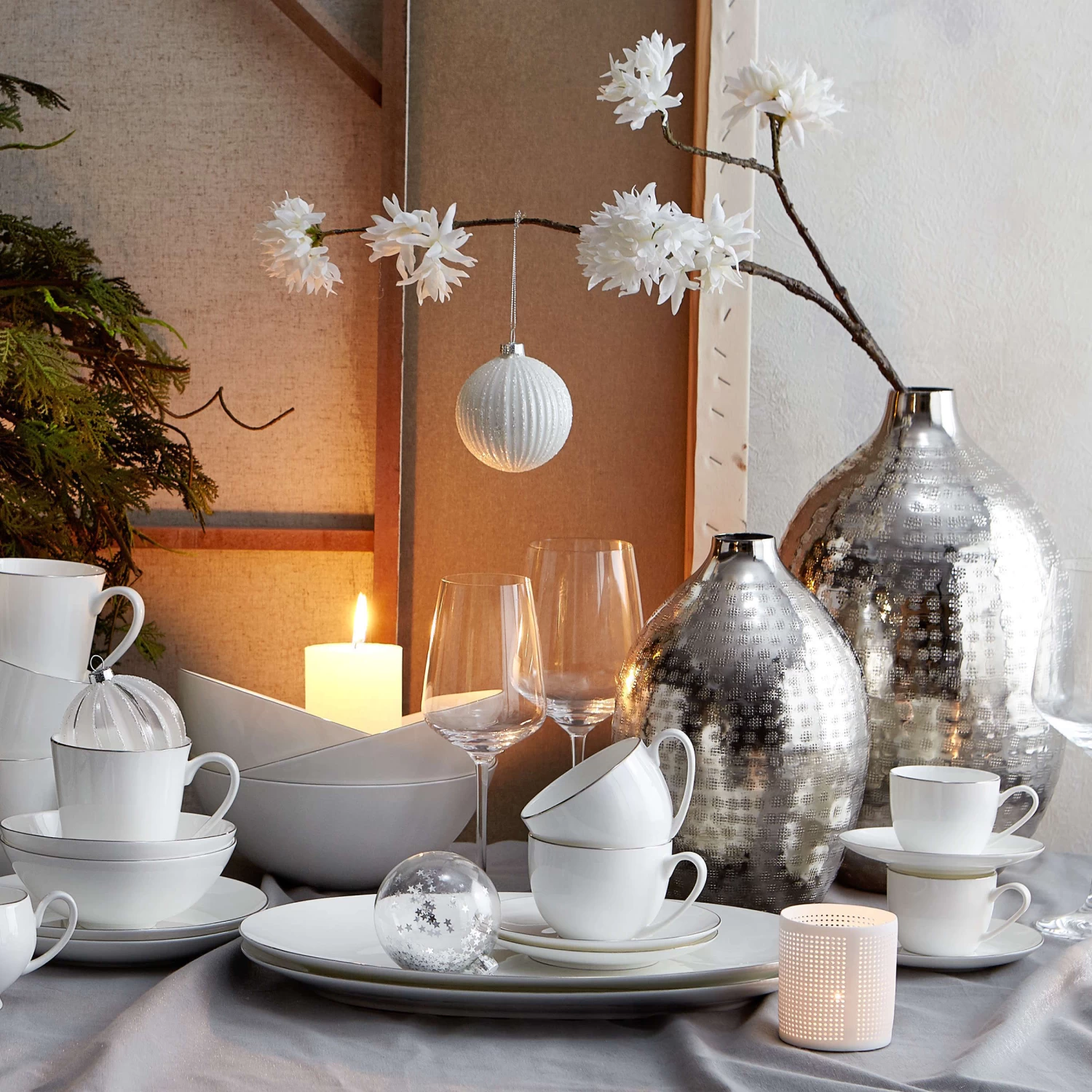 Vase Höhe 35 Cm INDIRA In Silber – Bild 3