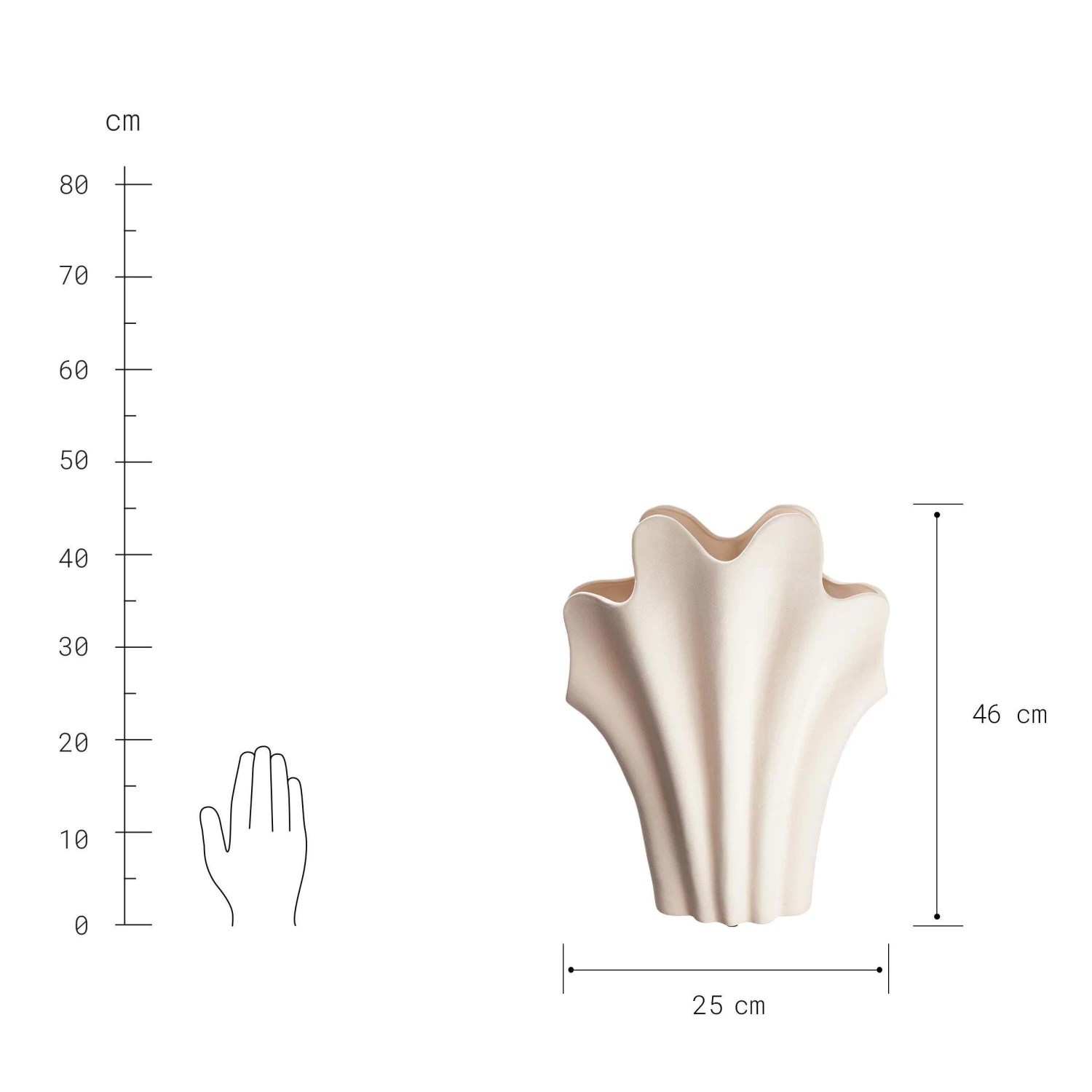 Vase Höhe 46cm SHELL In Beige – Bild 3